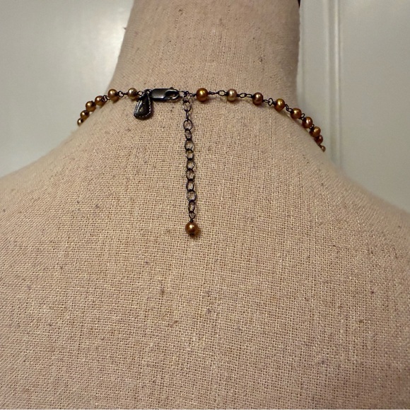 SILPADA NECKLACE OXIDIZED STERLING SILVER 925 LINKS COPPER FRESHWATER PEARLS 17” - Picture 9 of 9